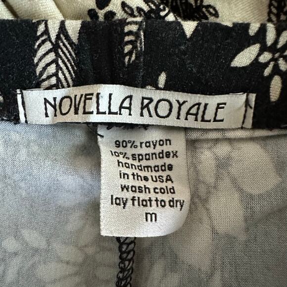 Novella Royale Janis Bell Flare Pants Black Cream Paisley Women’s Size Medium - Picture 7 of 7